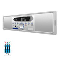 Pyle Marine Bluetooth Stereo Radio - 12v Single DIN Style Digital Boat In dash Radio Receiver System with Built-in Mic and Speakers, RCA, MP3, USB, SD, AM FM Radio - Remote Control - PLMR7BTW (White)