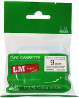 LM Tapes - 3/8" (9mm) Black on White Compatible M Tape for Brother PTM-95, PTM95 Label Maker