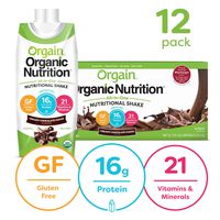 Orgain Organic Nutritional Shake, Creamy Chocolate Fudge - Meal Replacement, 16g Protein, 21 Vitamins & Minerals, Gluten Free, Soy Free, Kosher, Non-GMO, 11 Ounce, 12 Count (Packaging May Vary)