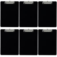 Trade Quest Plastic Clipboard Opaque Color Letter Size Low Profile Clip (Pack of 6) (Black)