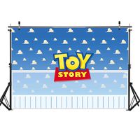 Haboke 7x5ft Durable/Soft Fabric Toy Story Blue Sky White Clouds Backdrop for Boy Baby Shower Birthday Party Supplies Decorations Banner Photo Booth Props