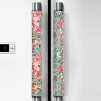 OUGAR8 Refrigerator Door Handle Covers Handmade Decor Protector for Ovens, Dishwashers.Keep Your Kitchen Appliance Clean from Smudges, Food Stains (Retro Rose, 14.5" 4")