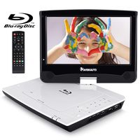 NAVISKAUTO 10.1" Portable Blu Ray Player with Rechargeable Battery Support HDMI Output, 1080P Video, Sync Screen, AV Out & in, Dolby Audio, Last Memory, USB SD