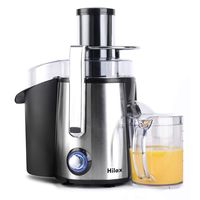 Hilax Centrifugal Juicer 700W Power with LED Light, Extractor Press Juicer Machine 3 Inch Wide Mouth 2-SPEED, One Button Easy Clean Stainless Steel Juicer Blender for Vegetables and Fruits, Silver