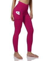 ODODOS Women's High Waist Yoga Pants with Pockets,Tummy Control,Workout Pants Running 4 Way Stretch Yoga Leggings with Pockets,Fuchsia,X-Small