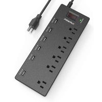 Surge Protector, POWRUI Power Strip with 6 Outlets and 6 USB Ports, Heavy Duty 6ft Extension Long Cord, 1625W/13A Multiplug for Multiple Devices Smartphone Tablet Laptop Computer, ETL Listed (Black)