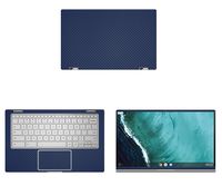 Decalrus - Protective Decal for Asus ChromeBook Flip C434 / C434TA (14" Screen) Laptop Blue Carbon Fiber Skin case Cover wrap CFasusChrmbk14_C434taBlue