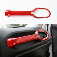FMtoppeak Red Bezel Ring Interior Chromium Kit ABS Passenger Side Front Grab Handle Cover Trim for Jeep Renegade 2014 UP