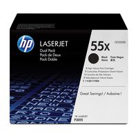 HP 55X | CE255XD | 2 Toner Cartridges | Black | High Yield