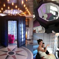 Octagon Inflatable Portable Photo Booth - Inflatable Photobooth with Led Light Strip and Inner Air Blower Photo Booth Stand One Door for Party, Wedding, Birthday, Halloween Decoration(Black and White