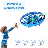 Lumsburry Hand Operated Mini Drone for Kids, Flying Ball Toy UFO Helicopter Infrared Induction Quadcopter with LED Light 360 Degree Rotation (Blue)