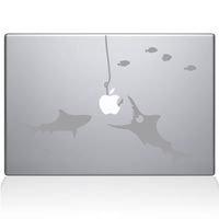 The Decal Guru Shark Party Under The Sea MacBook Decal Vinyl Sticker - 13" MacBook Air - Silver (0192-MAC-13A-S)