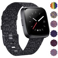 DAIKA Fabric Bands Compatible with Fitbit Versa/Versa 2/Versa Lite Stylish Woven Wristbands with Stainless Steel Buckle Fits for Women Men, Large Small