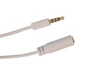 Ledhill 3.5-mm TRRS Pro 4-pole Stereo Earphone Extension Cable ~ 4-ft / 1.2-m long (White - M/F (Gold-plated))