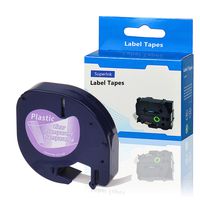 SuperInk 1PK Self-Adhesive LetraTag Label Tape Compatible for DYMO (16952 12267 16951 12268 S0721530) Plastic Black on Clear (12 mm x4 m, 1/2 inch x 13 Foot)