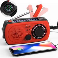 2020 Upgraded Version Emergency Solar Hand Crank Radio, Portable AM/FM NOAA Weather Radio for Outdoor Household Emergency Device, LED Flashlight, 2200mAh Power Bank, Compass, SOS Alarm