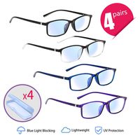 LYCAON Reading Glasses 4 Pairs Lightweight Anti Eye Fatigue UV Blue Light Blocking Glasses Computer Glasses for Men Women with 4 Portable Glasses Cases (+4.0, 4 Mix Colors)