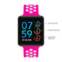 iTouch Air Special Edition Digital Smartwatch and Pedometer - Perforated Silicone Strap (Fuchsia/White)