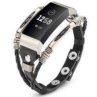 Compatible for Fitbit Charge 3 Bands for Women, Marval.P Handmade Leather Charge 3 SE Band, Replacement Unique Bracelet Strap, Wristbands with Adjustable Size, Fashion Wrist Band Straps Lover