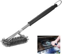 BBQ Grill Brush Stainless Steel 3-in-1 Grill Brush with Wire Bristles & Soft Comfortable Handle Suitable for All Grills (2 Pack)