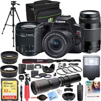 Canon EOS Rebel SL3 DSLR 24.1MP 4K Video Camera + EF-S 18-55mm is STM Lens Black Bundle with EF 75-300mm F4-5.6 III Telephoto Zoom Lens, 500mm Preset Telephoto Lens and Accessories (18 Items)