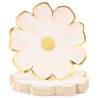 Pink Floral Disposable Paper Plates for 1st Birthday, Baby Shower (10 in, 48 Pack)