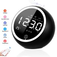 Digital Alarm Clock, Bluetooth Speaker Radio Alarm Clock for Bedrooms, Dual Alarm Clock with FM, Two USB Charger, Sleep Timer, Snooze, Temperature, Dimmer, Loud Alarm Clock for Heavy Sleepers