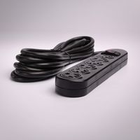 FireFold 12ft 6-Outlet Power Strip - AC125V 14AWG, Black - Office or Home Plug Extension - LED Power-on Indicator