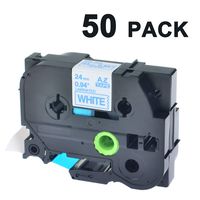 SuperInk 50 Pack Compatible for Brother P-Touch TZe Label Tape TZe-253 TZ-253 TZe253 TZ253 Laminated Blue on White TZ Tape for P-Touch Printer PT-P900W PT-E500 PT-9600 (1"x 26.2'',24mm x8m)