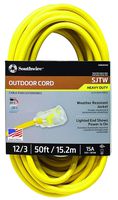 Southwire 2588SW0002 Outdoor Extension Cord- 12/3 American Made SJTW Heavy Duty 3 Prong Extension Cord- Great for Commercial Use, Gardening, and Major Appliances ( 50 Foot- Yellow)