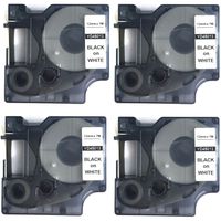 NEOUZA 4PK Compatible for DYMO D1 Standard Label Tape 1/2" x 23' 12mm x 7m (Black on White 45013 S0720530)