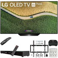 LG OLED55B9PUA B9 55" 4K HDR Smart OLED TV with AI ThinQ (2019) Bundle with Deco Gear Home Theater Soundbar, Flat Wall Mount Kit, Wireless Keyboard and 6-Outlet Surge Adapter with Night Light