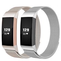 LNOOIU Replacement Bands Compatible with Fitbit Charge 3, Stainless Steel Bands Adjustable Accessory Wristband for Charge 3 Bracelet Women Men Girls Boys -2 Pack Large G