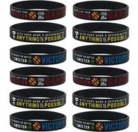 (12-Pack) Basketball Motivational Silicone Bracelets - Wholesale Bulk Basketball Jewelry, Sports Gifts, Party Favors and Supplies