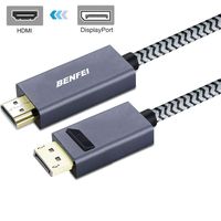 DisplayPort to HDMI, Benfei DisplayPort (DP) to HDMI 6 Feet Cable Compatible with HP, ThinkPad, AMD, NVIDIA, Desktop and More - Male to Male, Space Grey