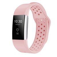 iGK Silicone Replacement Bands Compatible for Fitbit Charge 2, Adjustable Breathable Sport Strap Smartwatch Fitness Wristband with Air Holes with Clsap Pink Small