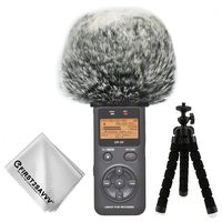 First2savvv Outdoor Portable Digital Recorders Furry Microphone Mic Windscreen Wind Muff for Tascam DR-05 + mini tripod + Suede cleaning cloth TM-DM-DR05-H01TZ3