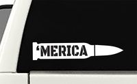 50 Caliber Bullet 'Merica Vinyl Sticker Decal Pack of 3 (White)