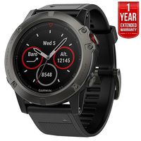 Garmin Fenix 5X Sapphire Multisport 51mm GPS Watch - Slate Gray with Black Band (010-01733-00) + 1 Year Extended Warranty (Renewed)
