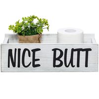 Y&ME YM Nice Butt Bathroom Decor Box, Farmhouse Wooden Bathroom Box, Wooden Rustic Toilet Paper Holder, Funny Home Decor Box for Bathroom, Kitchen, Table and Counter (Grey)