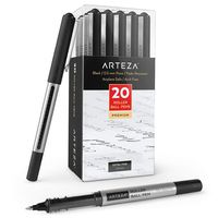 Arteza Rollerball Pens, Pack of 20, 0.5mm Black Liquid Ink Pens for Bullet Journaling, Fine Point Rollerball for Writing, Taking Notes & Sketching