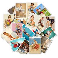 Retro Pin-up Girl Laptop Stickers - 25 Pack Vinyl Decals Waterproof Suitable for Water Bottle Car Motorcycle Bicycle Bumper Skateboard Helmet Luggage Phone Case DIY Decoration Gift [No-Duplicate]