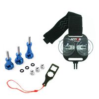 Action Mount Adapter for Smartphone with Thumb Screw Set/ 3 Pieces | Aluminum Stainless Knob Bolt Nut Screw - Blue + Includes Smartphone Mount Adapter and an Aluminum Tightening Wrench