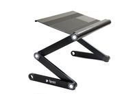 Executive Office Solutions Portable Adjustable Aluminum Laptop Desk/Stand/Table Vented Notebook-MacBook-Ergonomic Extra Wide Tray TV Bed Lap Tray Stand Up/Sitting-Black (T2B)