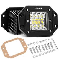Nilight 14024C-B 2PCS 42W Flush Pods Upgraded Spot Flood Combo Beam Driving LED Work Backup Reverse Grill Mount Light for Offroad 4x4 Truck SUV Jeep, 2 Years Warranty