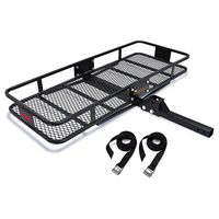 KING BIRD 520 lbs 60" x 24" x 6" Folding Cargo Carrier Hitch Mount Basket Extra-Thick Steel Constructed w/ 2 Advanced Straps Fits to 2" Receiver