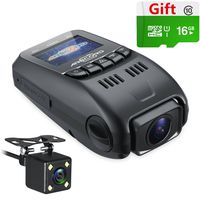 ARECORD B40D Dual Camera Dash Cam, Front and Rear Dual Channel Car Camera Recorder with Capacitor Night Vision 1080P WDR G-Sensor Loop Recording Motion Detect (16G Card Included)
