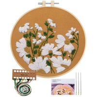 Embroidery Starter Kit with Pattern, Cross Stitch Kit Include Stamped Embroidery Clothes with Floral Pattern, Plastic Embroidery Hoops, Color Threads and Tools Needlepoint Kits (Little Chrysanthemum)