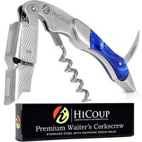 Waiters Corkscrew by HiCoup - Professional Stainless Steel with Sapphire Resin Inlay All-in-one Corkscrew, Bottle Opener and Foil Cutter, the Favoured Wine Opener of Sommeliers, Waiters and Bartenders