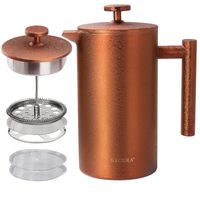 Secura French Press Coffee Maker, 304 Grade Stainless Steel Insulated Coffee Press with 2 Extra Screens, 34oz (1 Litre), Orange